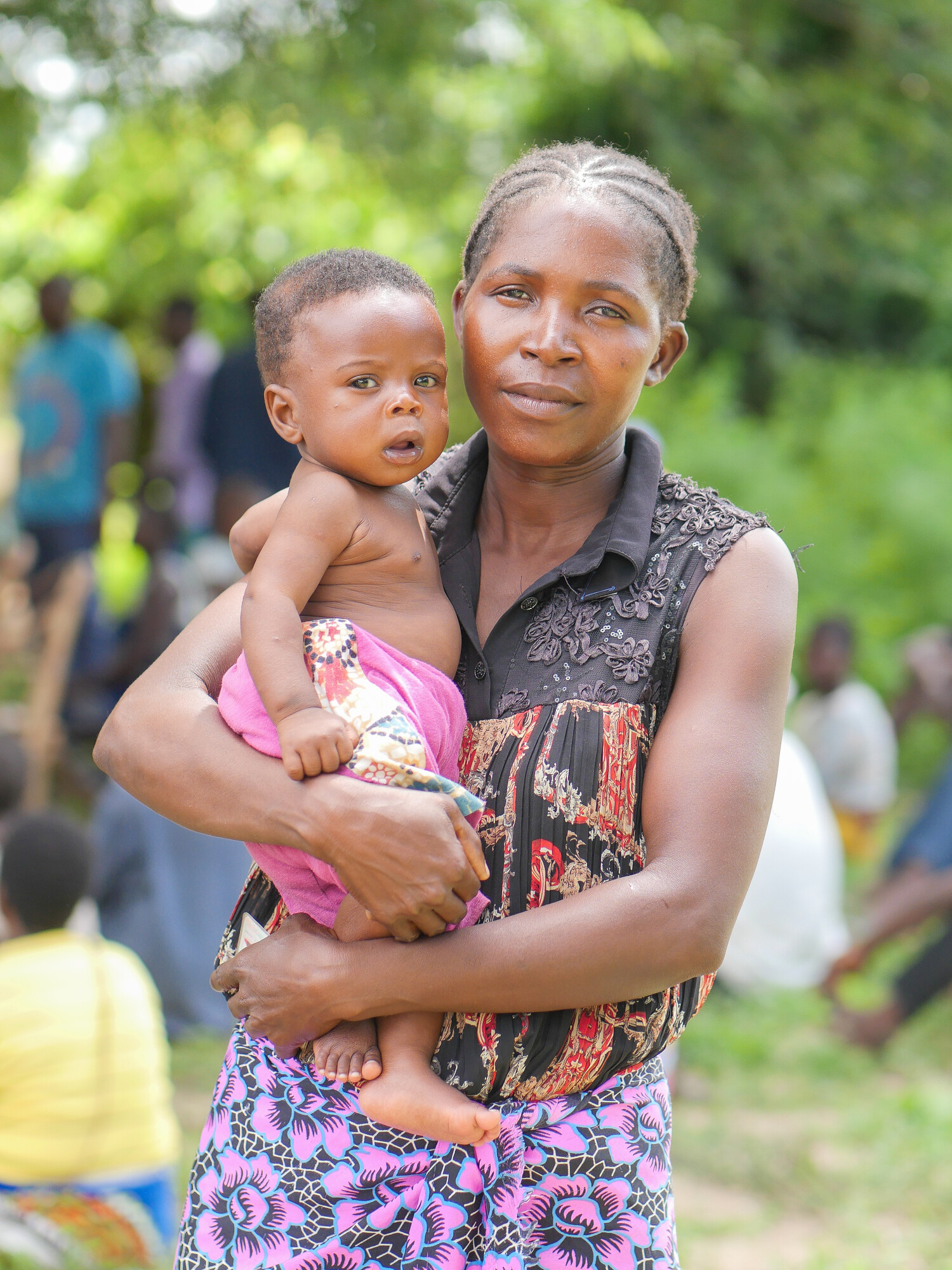 Woman holding child